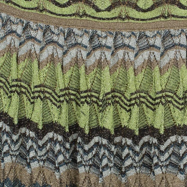 Pre Owned M Missoni Green Patterned One-Shoulder M