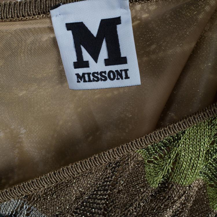 Pre Owned M Missoni Green Patterned One-Shoulder M