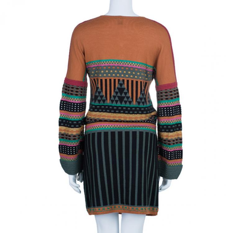 Pre Owned M Missoni Patterned Button Front Dress M