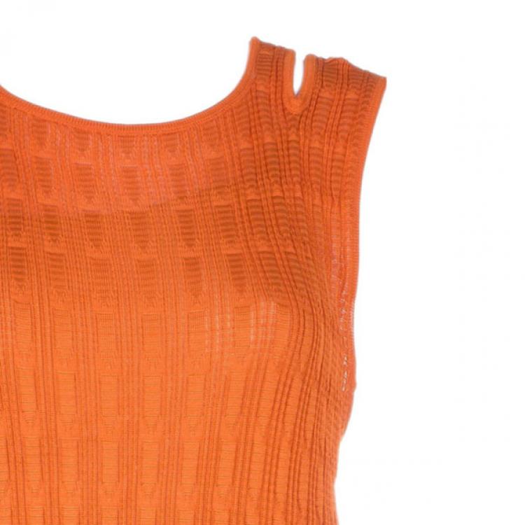 Pre Owned M Missoni Orange Knit Racer Back Maxi Dress M