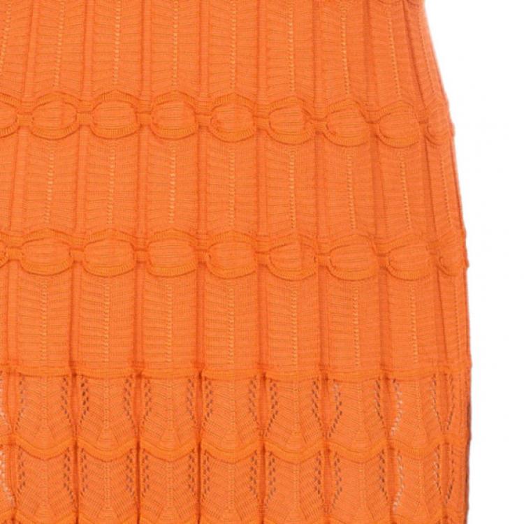 Pre Owned M Missoni Orange Knit Racer Back Maxi Dress M
