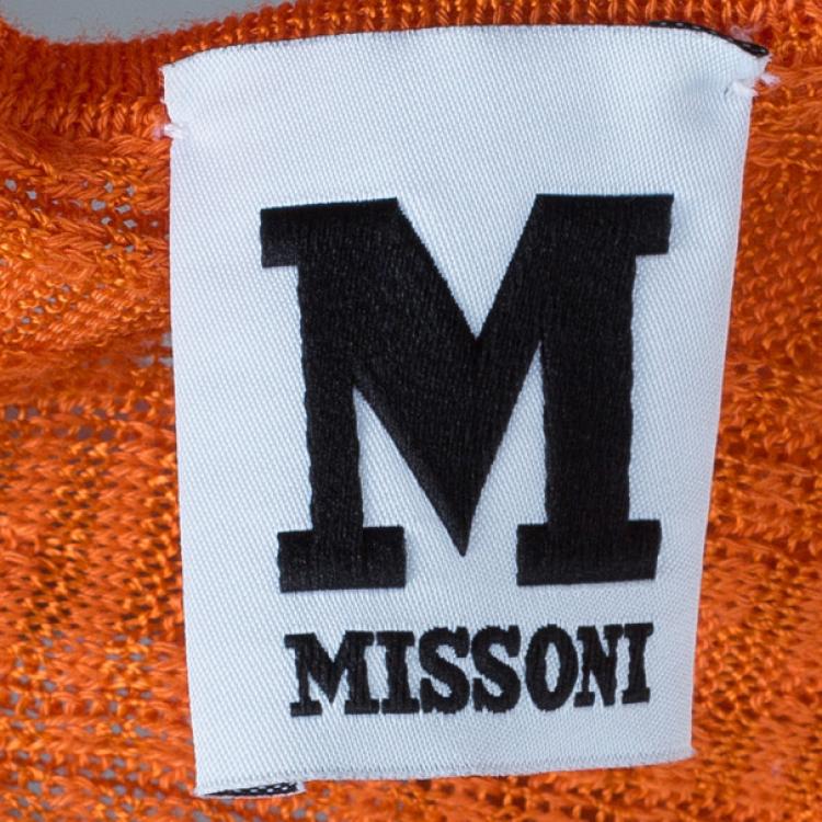 Pre Owned M Missoni Orange Knit Racer Back Maxi Dress M