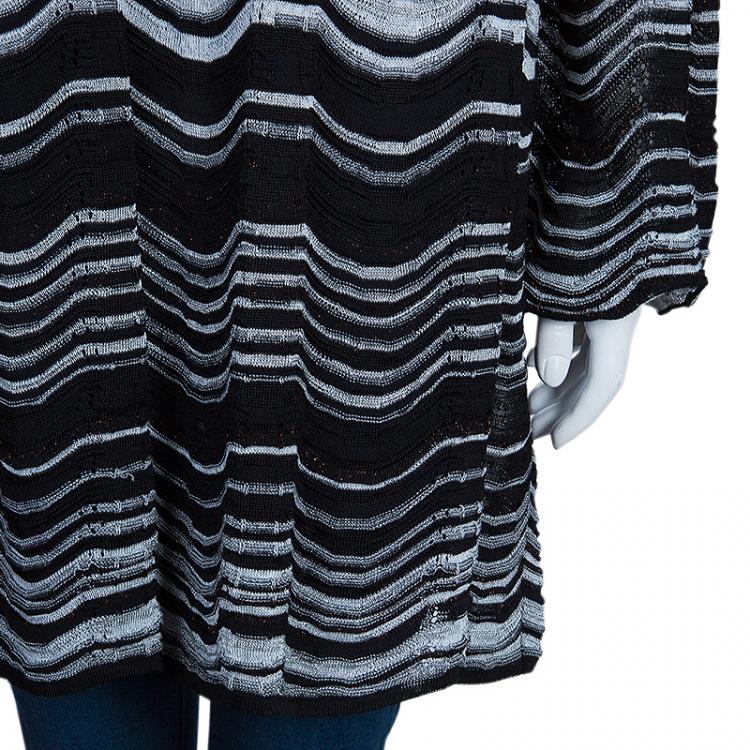 Pre Owned M Missoni Monochrome Wave Knit Long Top L