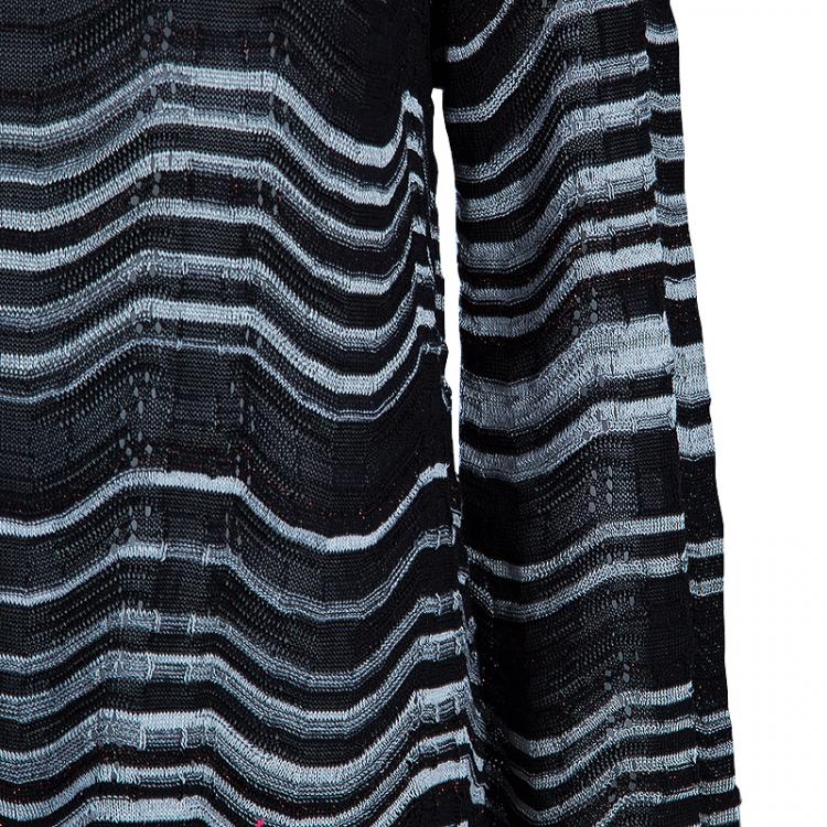Pre Owned M Missoni Monochrome Wave Knit Long Top L