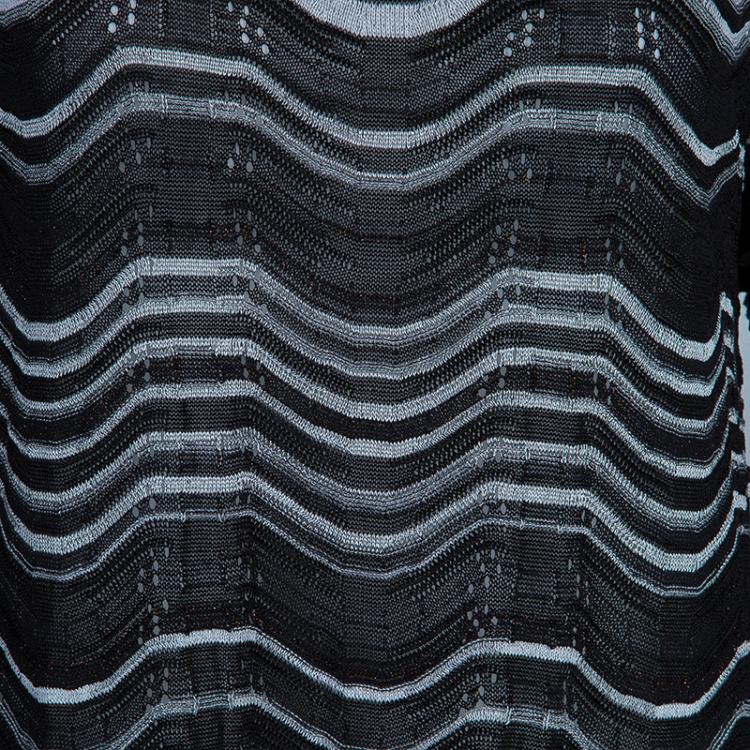 Pre Owned M Missoni Monochrome Wave Knit Long Top L
