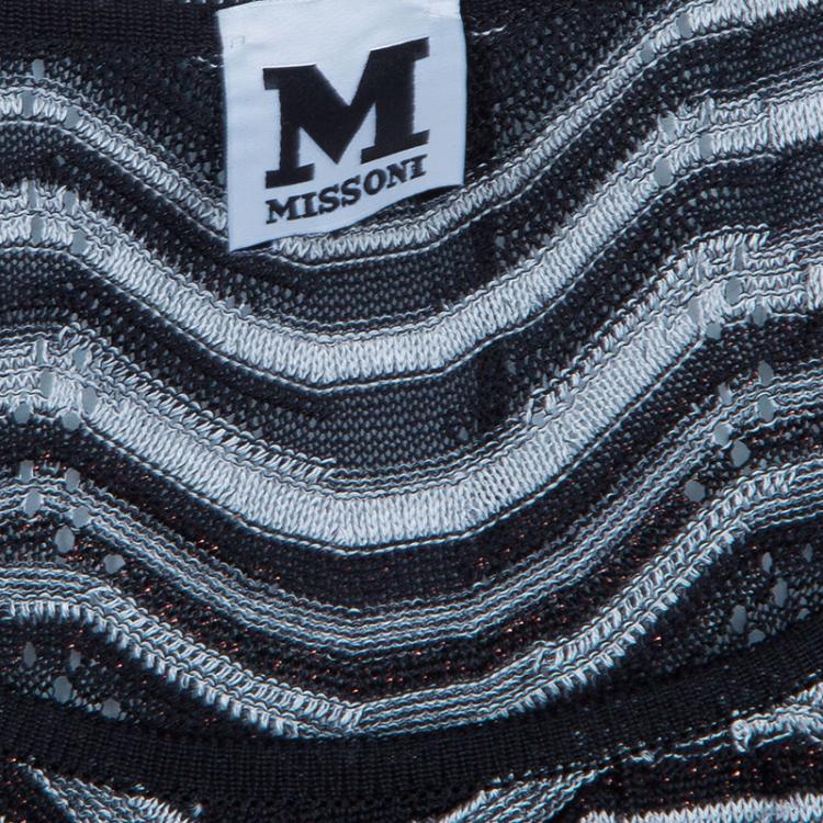 Pre Owned M Missoni Monochrome Wave Knit Long Top L