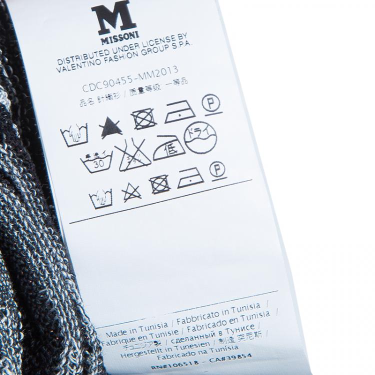 Pre Owned M Missoni Monochrome Wave Knit Long Top L