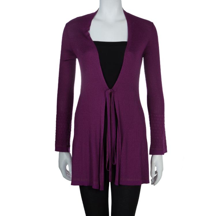 Pre Owned M Missoni Purple Long Sleeve Knit Cardigan M