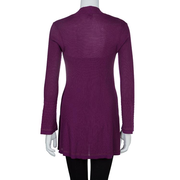 Pre Owned M Missoni Purple Long Sleeve Knit Cardigan M