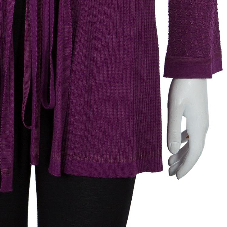 Pre Owned M Missoni Purple Long Sleeve Knit Cardigan M