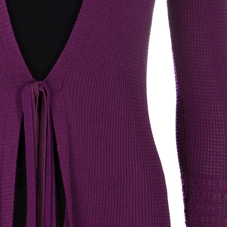 Pre Owned M Missoni Purple Long Sleeve Knit Cardigan M