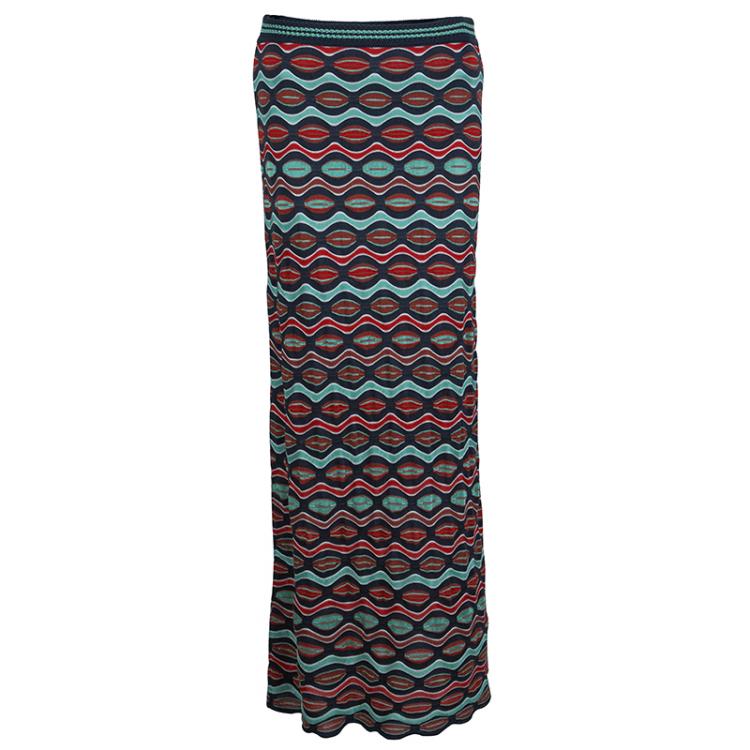 Pre Owned M Missoni Wave Knit Maxi Skirt M
