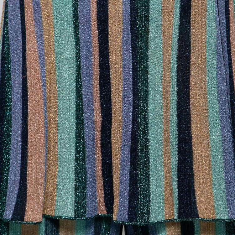 Pre Owned M Missoni Multicolor Striped Lurex Knit Top & Pants Set S  
