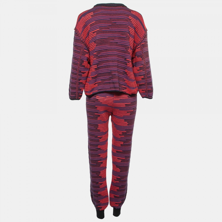 Pre Owned M Missoni Multicolor Patterned Knit Top & Pants Set M