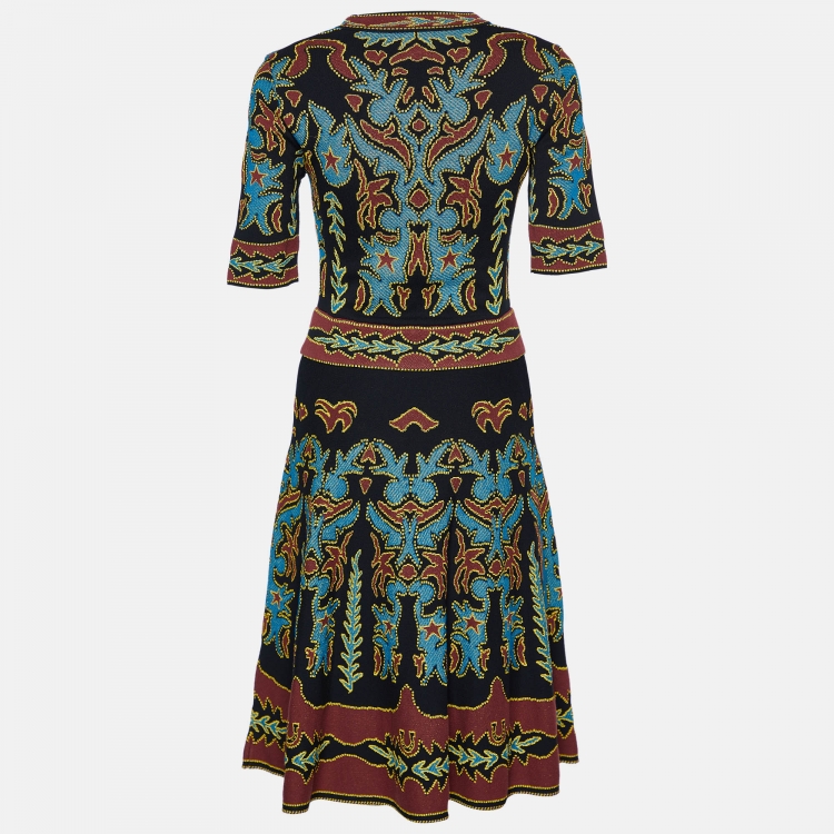 Pre Owned M Missoni Multicolor Intarsia Knit Midi Dress M