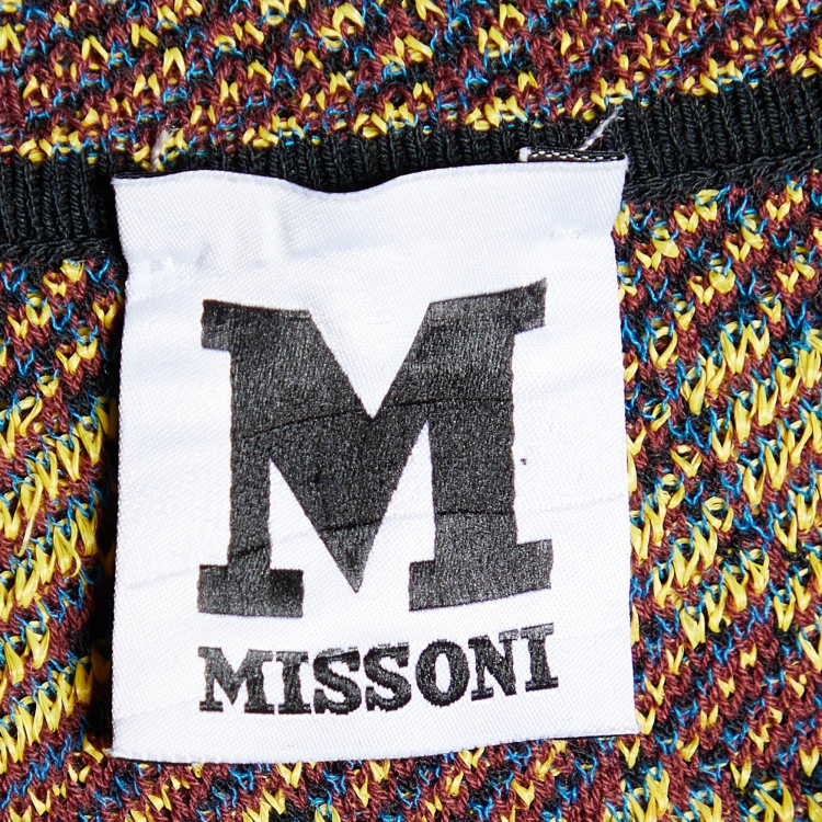 Pre Owned M Missoni Multicolor Intarsia Knit Midi Dress M