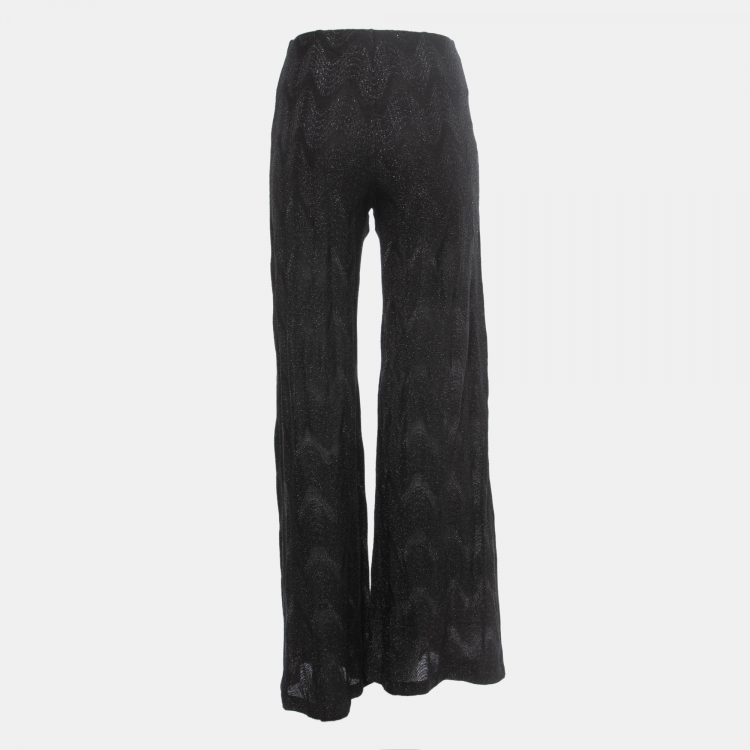Pre Owned M Missoni Black Lurex Knit Wide Leg Pants S