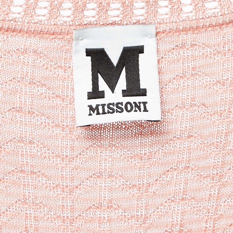 Pre Owned M Missoni Pink Perforated Knit Sleeveless Skater Dress IT 38