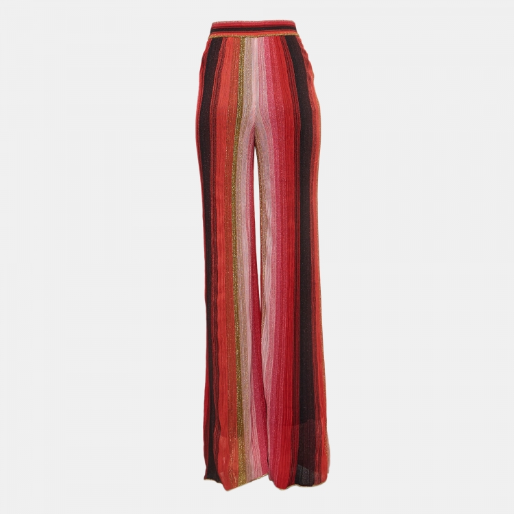 مملوكة مسبقًا M Missoni Multicolor Striped Lurex Knit Palazzo Pants S