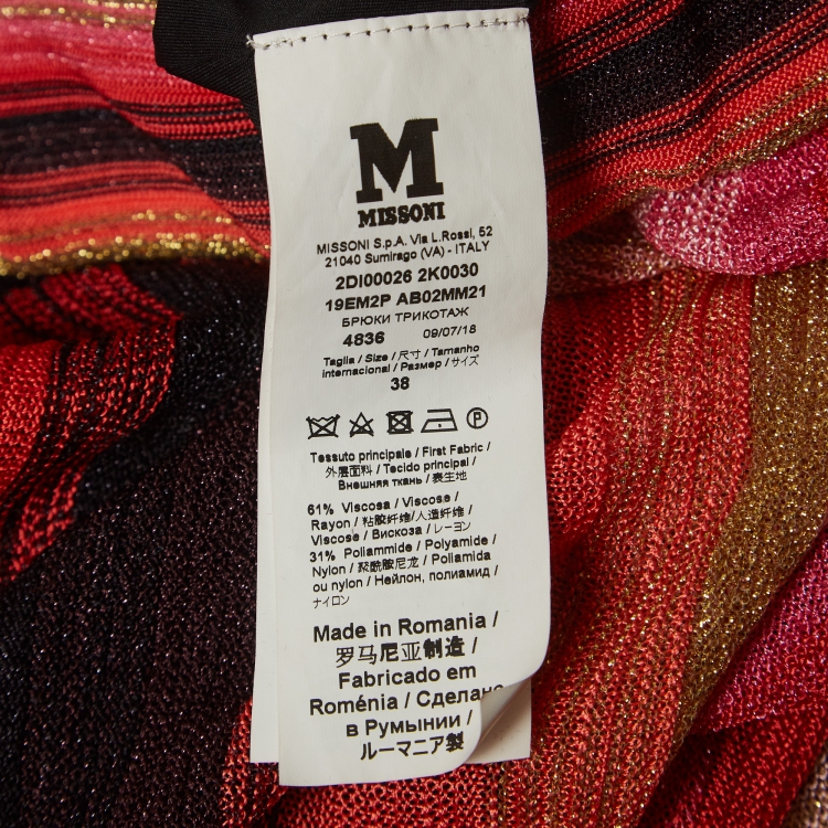 مملوكة مسبقًا M Missoni Multicolor Striped Lurex Knit Palazzo Pants S