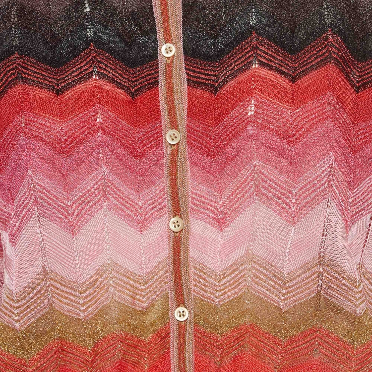 Pre Owned M Missoni Pink Lurex Knit Cropped Cardigan M