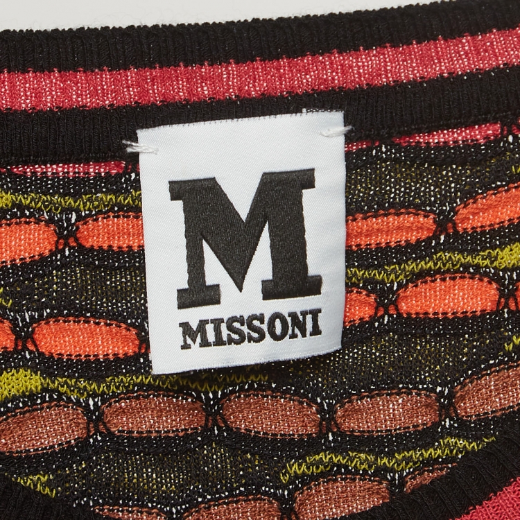 Pre Owned M Missoni Multicolor Textured Knit Short Sleeve Top M