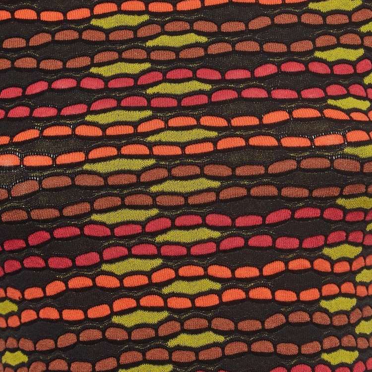 Pre Owned M Missoni Multicolor Textured Knit Short Sleeve Top M