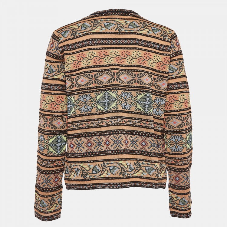 Pre Owned M Missoni Multicolor Floral Intarsia Knit Long Sleeve Cardigan M
