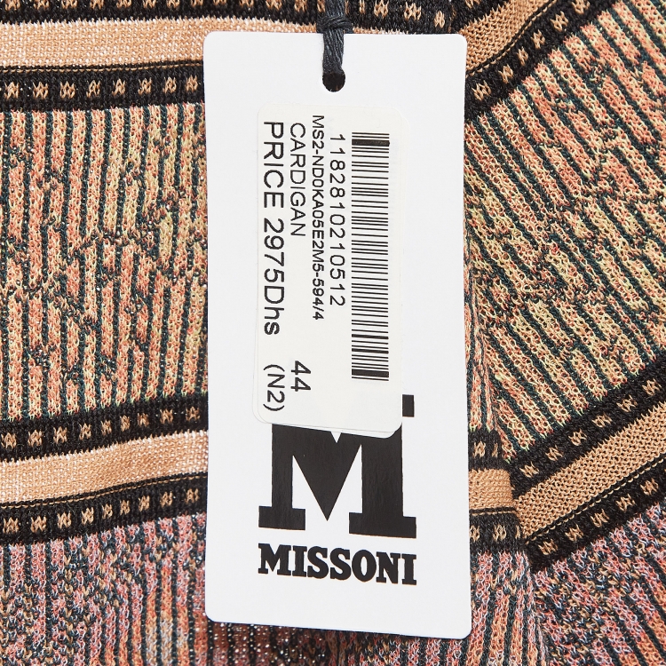 Pre Owned M Missoni Multicolor Floral Intarsia Knit Long Sleeve Cardigan M