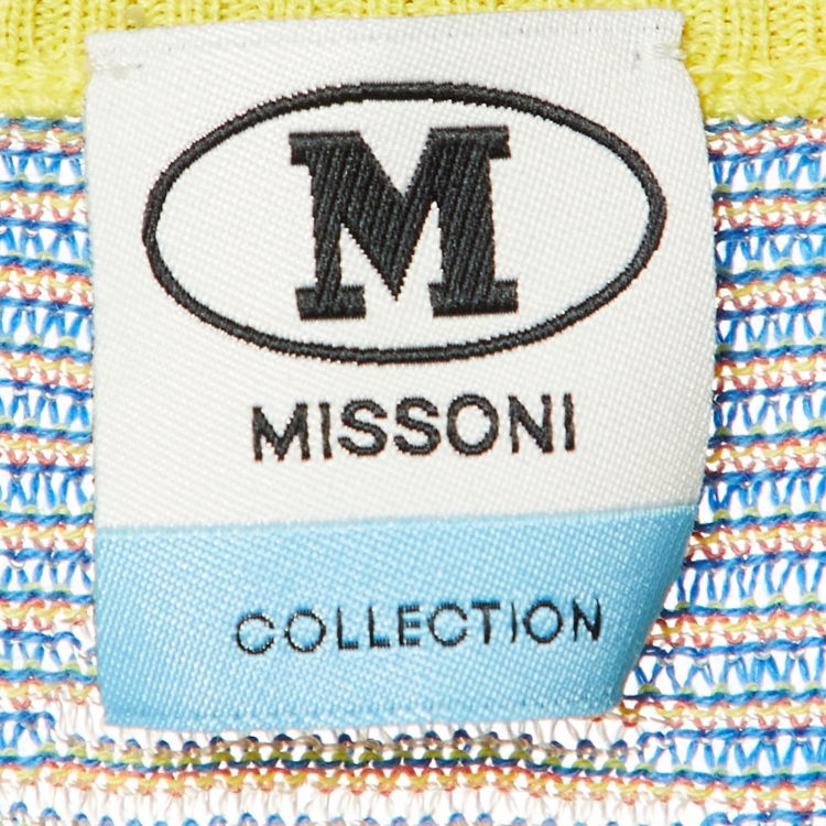 Pre Owned M Missoni Multicolor Chevron Patterned Knit T-Shirt M