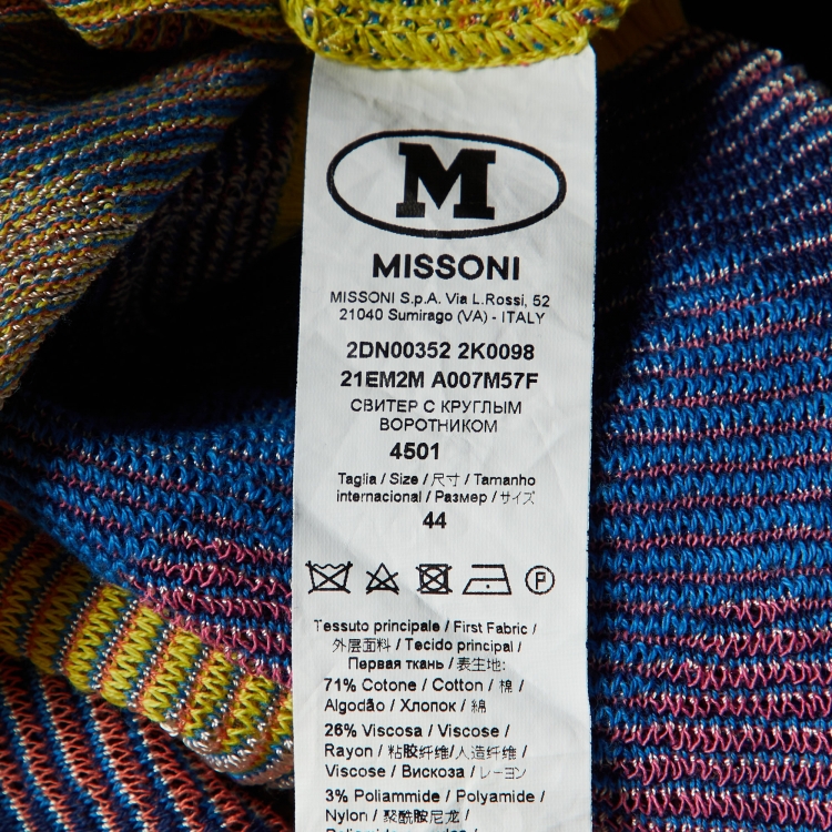 Pre Owned M Missoni Multicolor Chevron Patterned Knit T-Shirt M