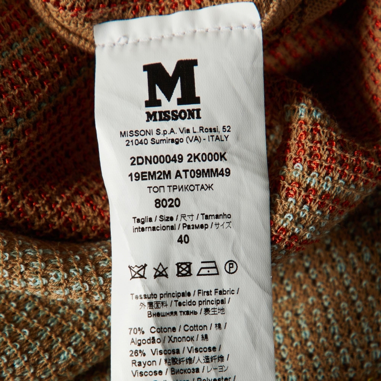 مملوكة مسبقًا M Missoni Multicolor Textured Knit Sleeveless Top S