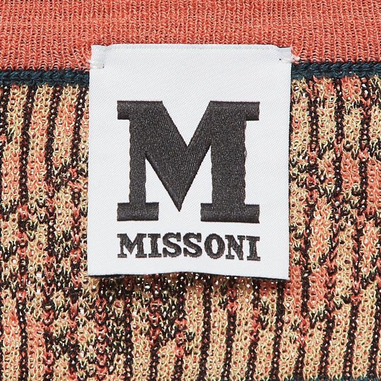 Pre Owned M Missoni Multicolored Patterned Knit Long Sleeve Cardigan S