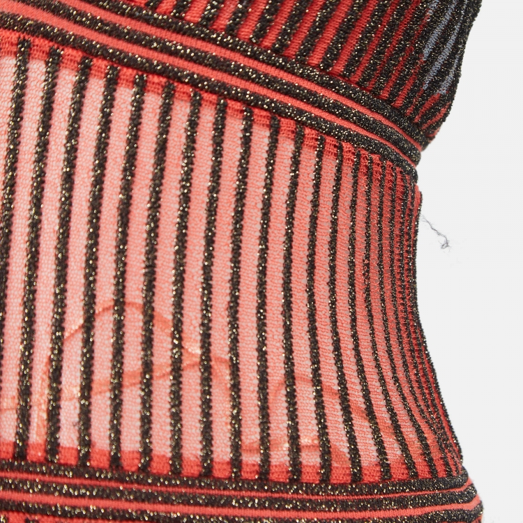 مملوكة مسبقًا M Missoni Pink Wave Pattern Lurex Knit Plisse Maxi Dress S