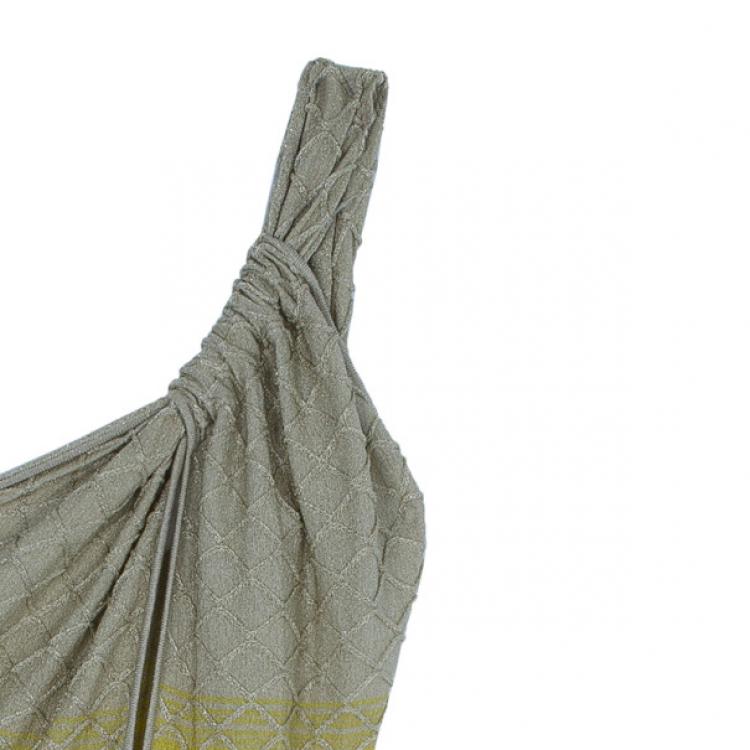 Pre Owned M Missoni One Shoulder Multicolor Knit Dress M