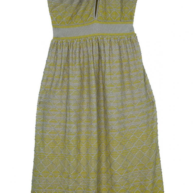 Pre Owned M Missoni One Shoulder Multicolor Knit Dress M