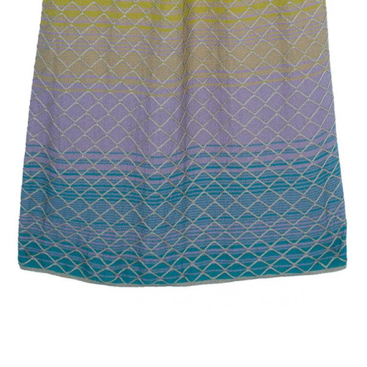 Pre Owned M Missoni One Shoulder Multicolor Knit Dress M