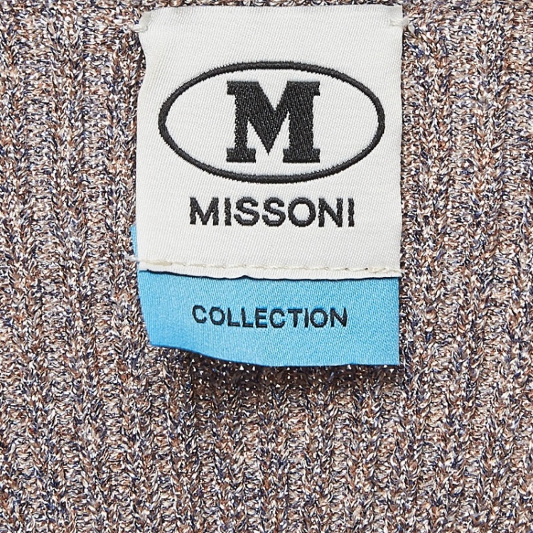 Pre Owned M Missoni Grey Lurex Knit Shoulder Strap Midi Dress S