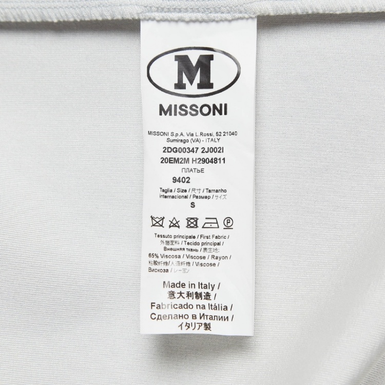 Pre Owned M Missoni Grey Lurex Knit Shoulder Strap Midi Dress S