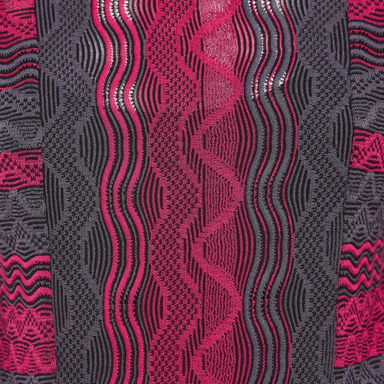 Pre Owned M Missoni Pink and Grey Patterned Knit Maxi Dress M