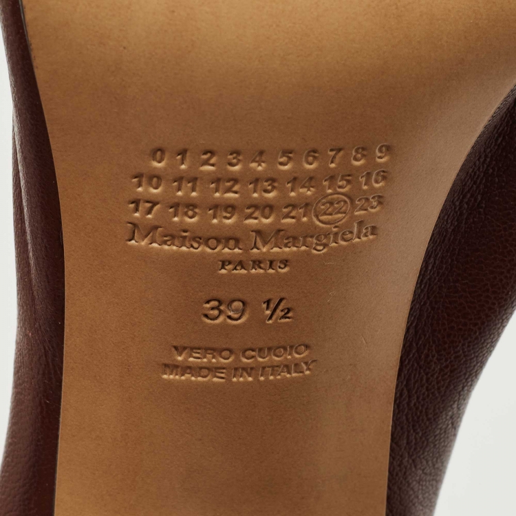 Pre Owned Maison Martin Margiela Brown Leather Tabi Ankle Boots Size 39.5