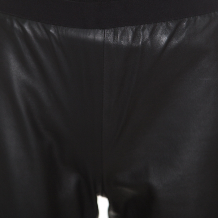 Pre Owned Maison Martin Margiela Black Lambskin Leather Leggings S