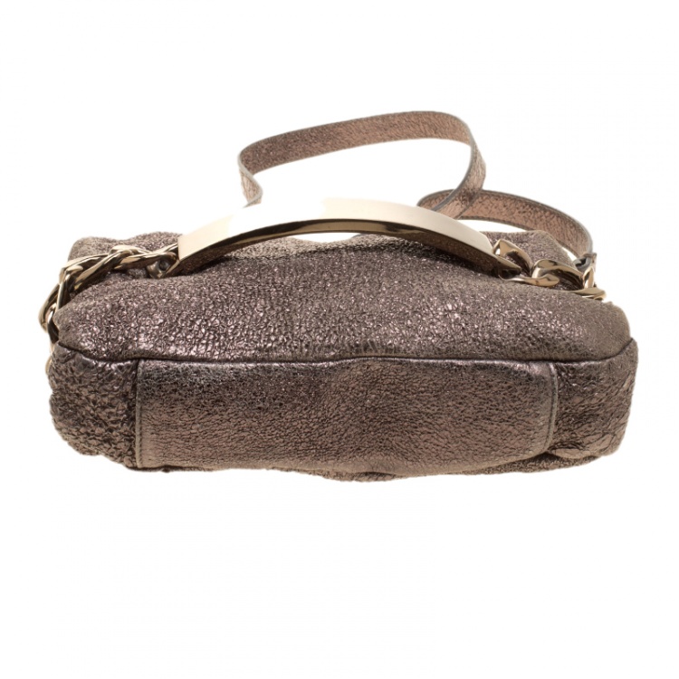 Pre Owned Maison Martin Margiela Gun Metal Textured Leather Shoulder Bag