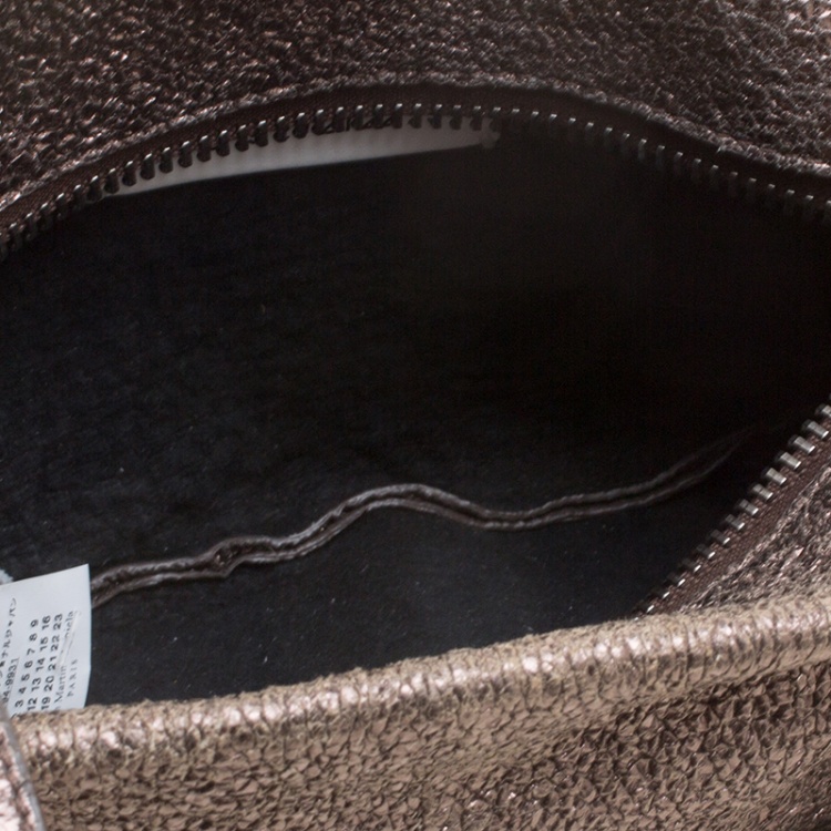 Pre Owned Maison Martin Margiela Gun Metal Textured Leather Shoulder Bag