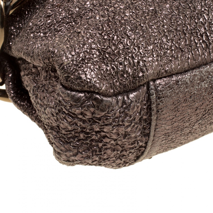 Pre Owned Maison Martin Margiela Gun Metal Textured Leather Shoulder Bag
