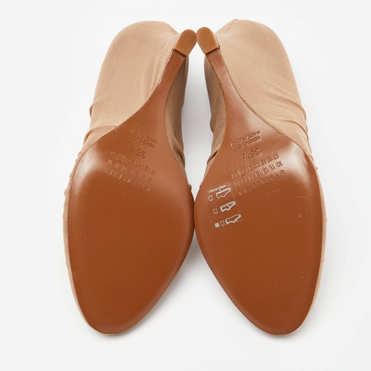Pre Owned Maison Martin Margiela Beige Fabric Wedge Round Toe Pumps Size 38.5