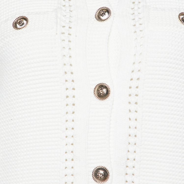 Pre Owned Maje White Cotton Knit Button Front Cropped Cardigan S