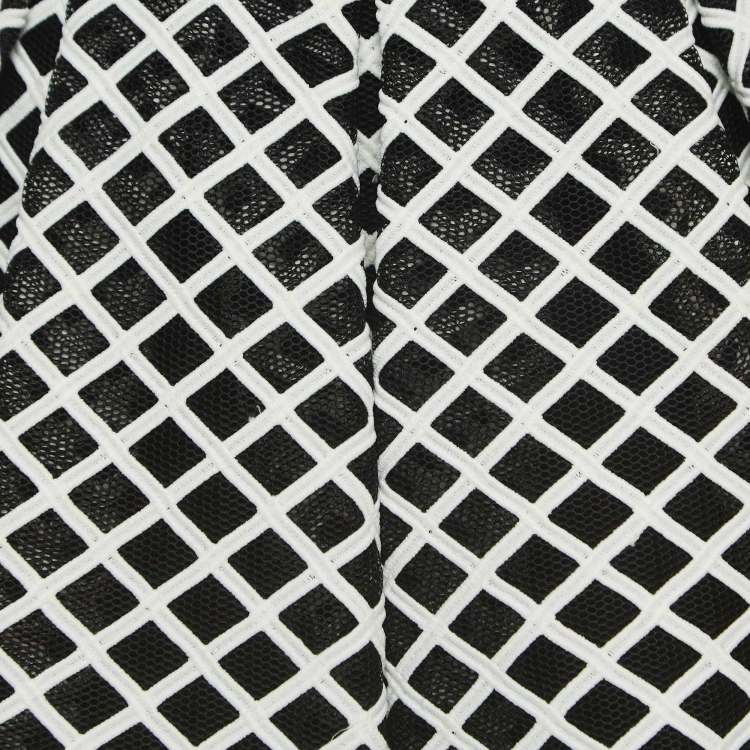 Pre Owned Maje Black/White Mesh Pleated Mini Skirt S