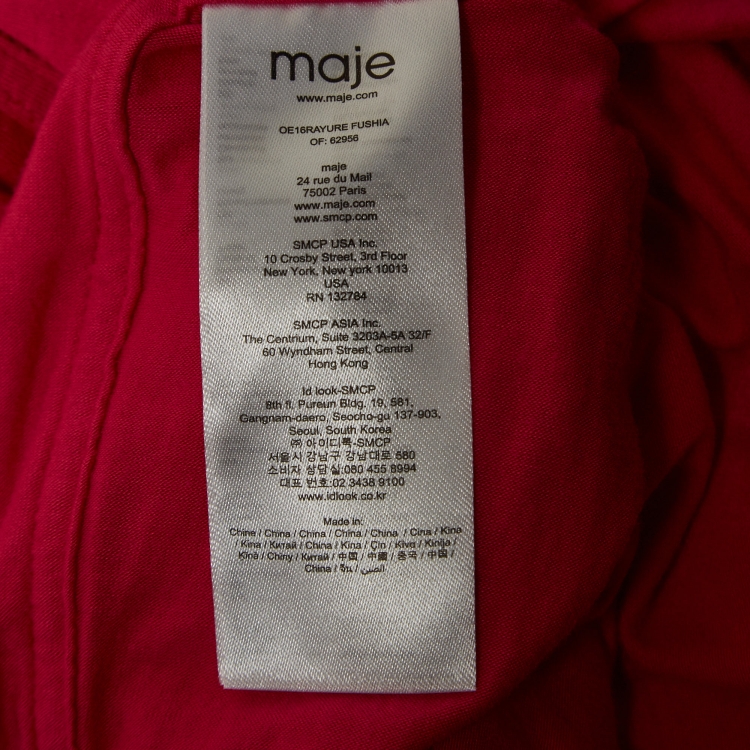 Pre Owned Maje Pink Knit & Mesh Sleeveless Mini Dress L