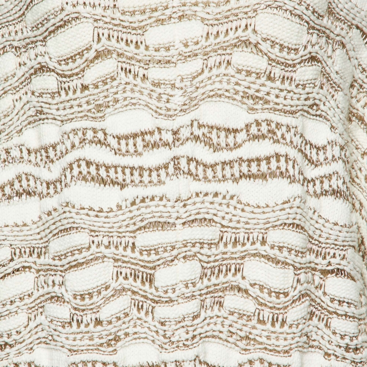 Pre Owned Maje White/Gold Crochet Knit Oversized Sweater One Size